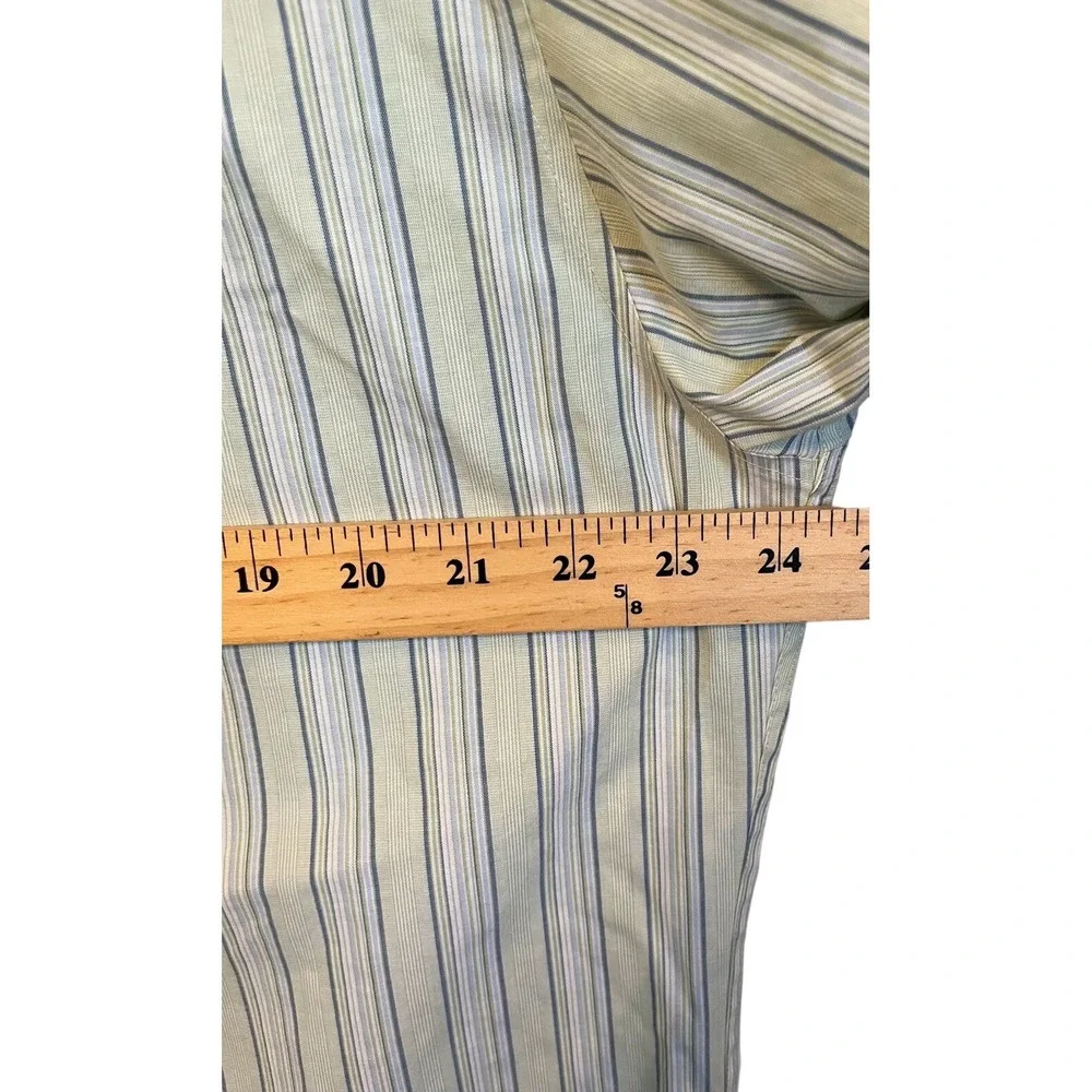 Dockers Dress Shirt Mens 16-16.5 34/35 Yellow Blue Striped Long Sleeve Career